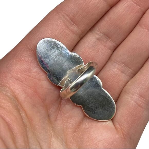 Campitos Turquoise Ring Size 6.5 Solid Sterling Silver 925 Natural Stone Flower - Picture 7 of 10